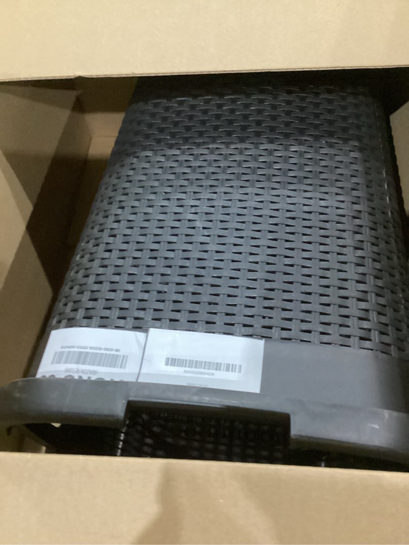 Condition photo showing As Is for Mind Reader 60L Slim Laundry Hamper, Clothes Basket, Lid, Wicker Design, Plastic, 17.65"L x 13.75"W x 24.15"H, Black