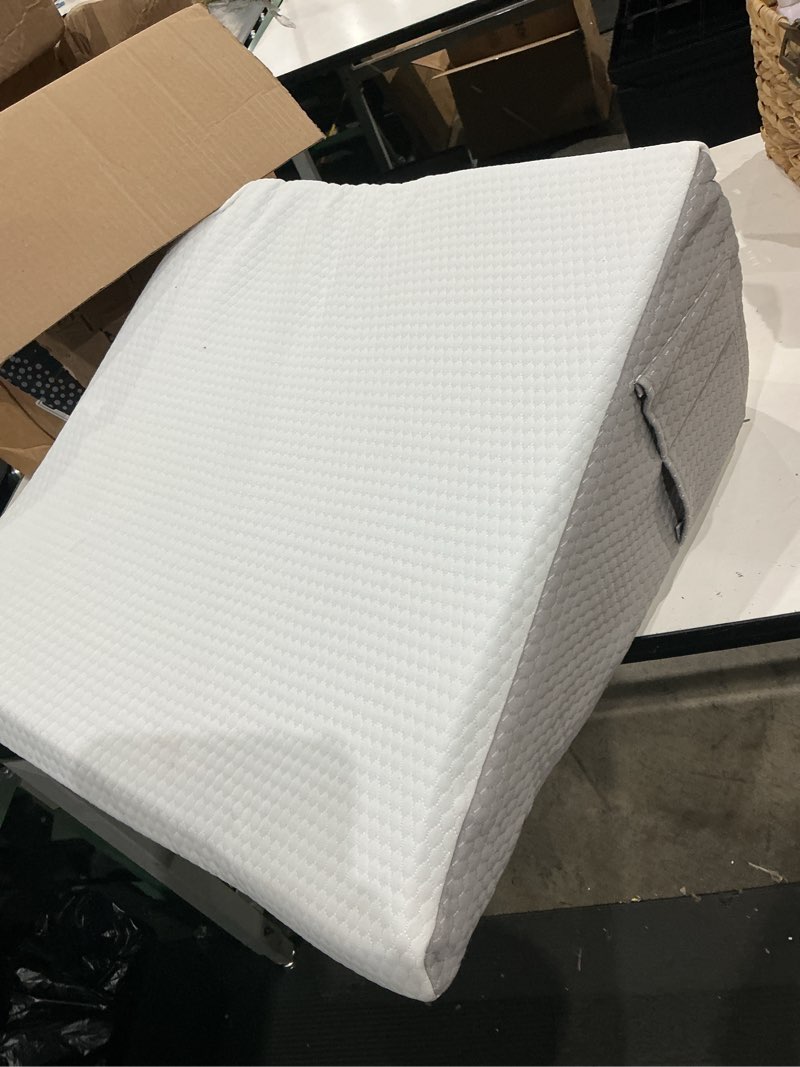 Condition photo showing As Is for kolbs bed wedge pillow for sleep apnea, fsa eligible acid reflux, and back pain relief, with chic jacquard cover - headboard wedges for sleeping