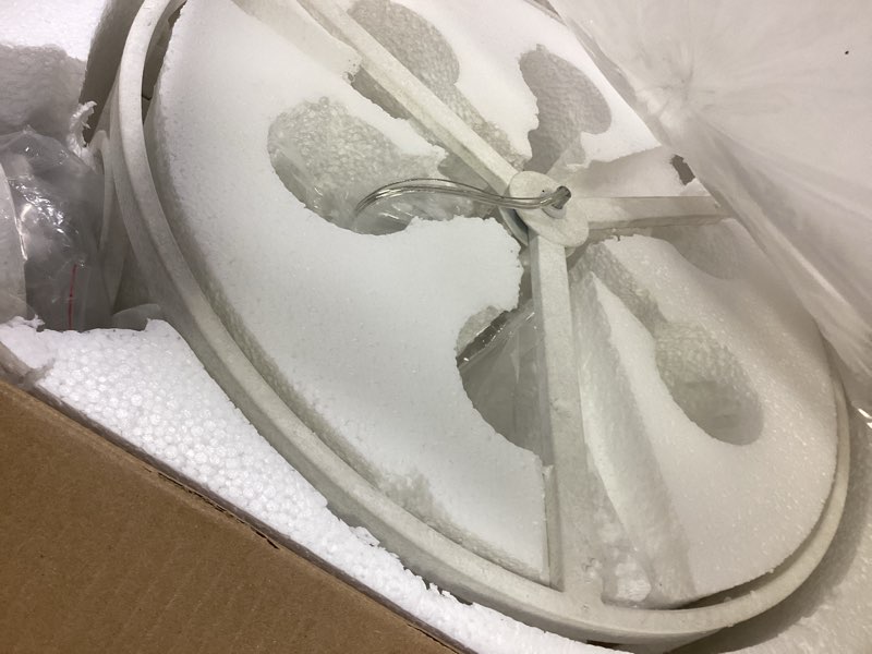 Condition photo showing Good Condition for Farmhouse Antique Chandelier for Dining Room Kitchen Island 6-Light Drum Pendant Chandeliers Distressed White Metal Round Hanging Lighting Fixtures Vintage Rustic Handmade Chandelier W19.7