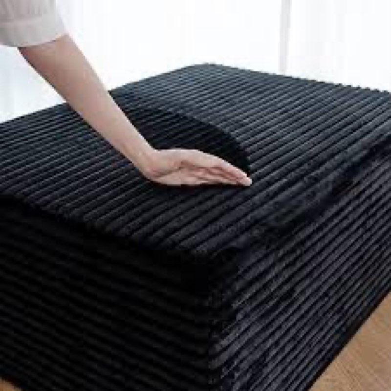 37.4" plush corduroy ottoman, upholstered cloud ottoman for boneless couch in a box, modular sectional couches for living room, compressed memory foam, no assembly require, black