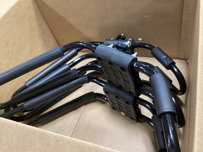 Condition photo showing Good Condition for j-bar roof rack kayak carrier holder boat canoe surf ski snowboard holder mounted on top crossbar suv truck 2 pairs steel