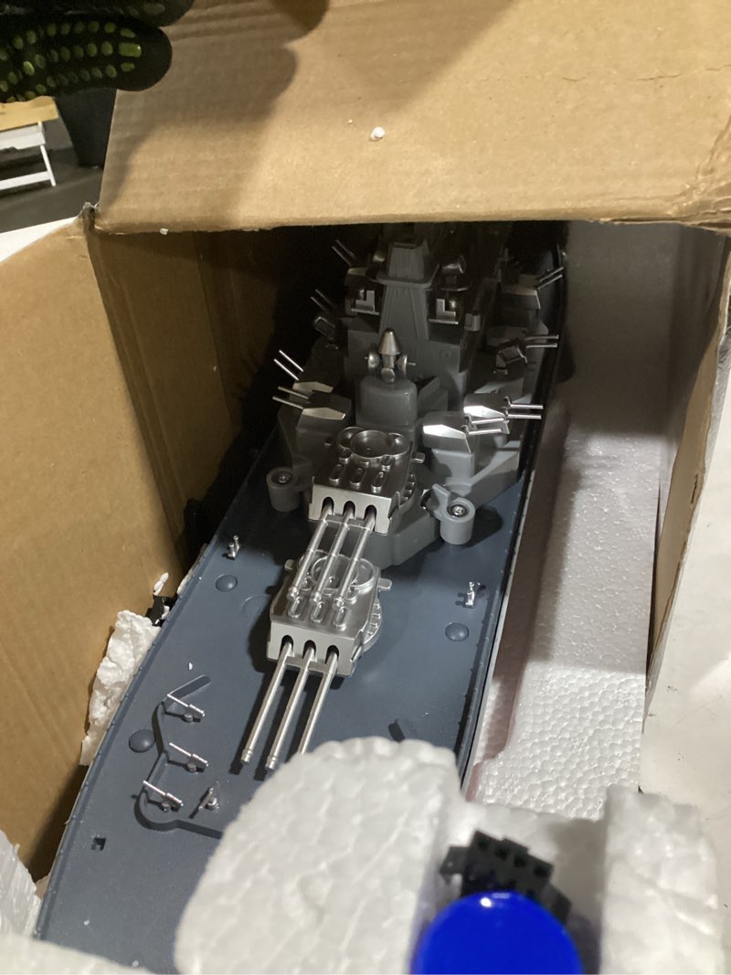 Condition photo showing As Is for 23.6" inch remote controlled warship battleship10km/h 4wd 2.4g rc controlled ship 1:390 scale on water lakes pools exhibits models for 14y+