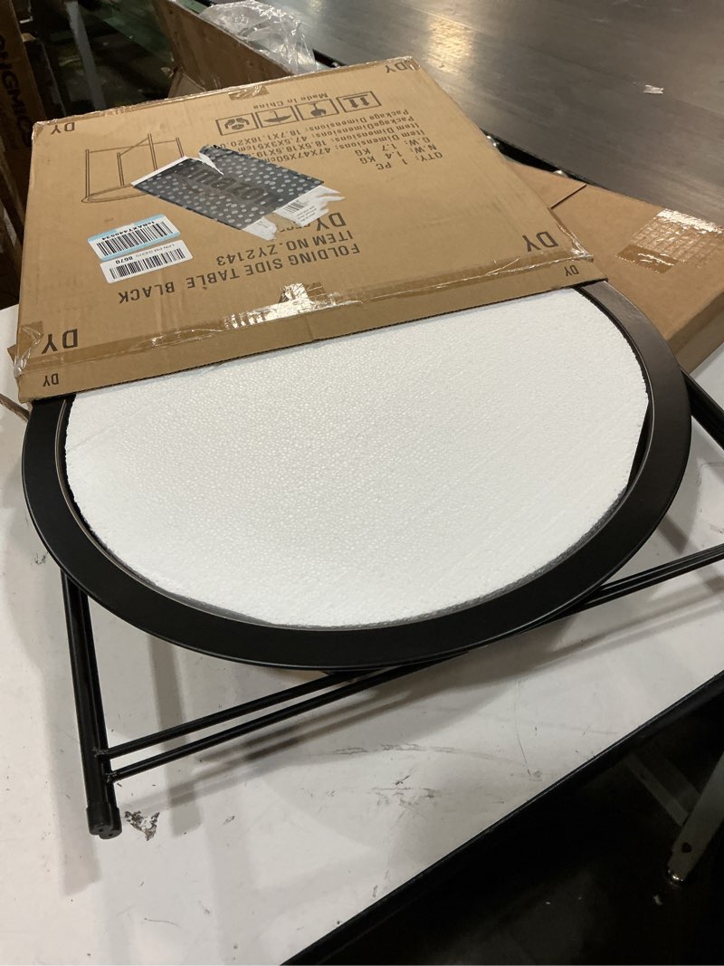 Condition photo showing Good Condition for garden 4 you end table metal side table black round folding tray cyan sofa small accent fold-able table, round end table tray, next to sofa table, snack table for living room and bed room