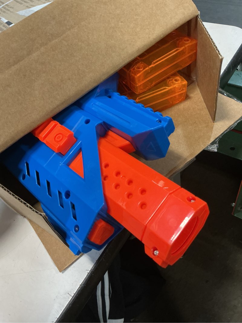 Condition photo showing As Is for xshot insanity motorized clip mania dart blaster with 72 darts - air pocket technology, auto feeding belt, tripod & scope, outdoor toy