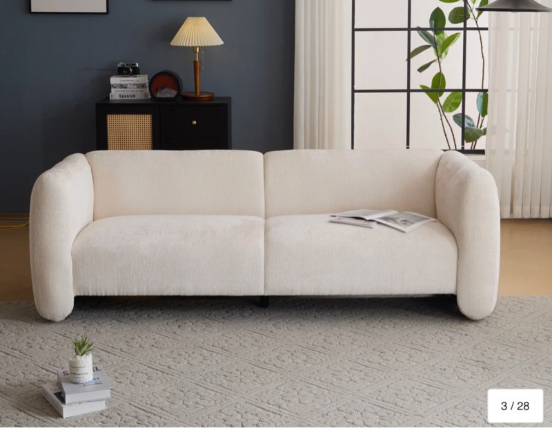 Incomplete box 1 only) Home - Tonson 83\" 3-Seater Wave Design Sofa - BEIGE Brand: Christopher Knight Home
