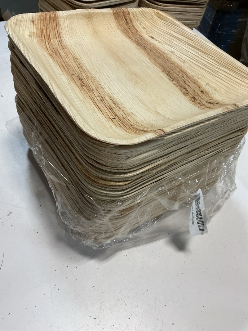 Condition photo showing As Is for (Incomplete)Koala love Palm Leaf Plates Bamboo Disposable Square 10 inch Bulk Party Pack Elegant Sturdy Design Better Than Paper and Plastic Plate (KoalaLove -PLP-10IN--Plates) C-Plates 10\" Square