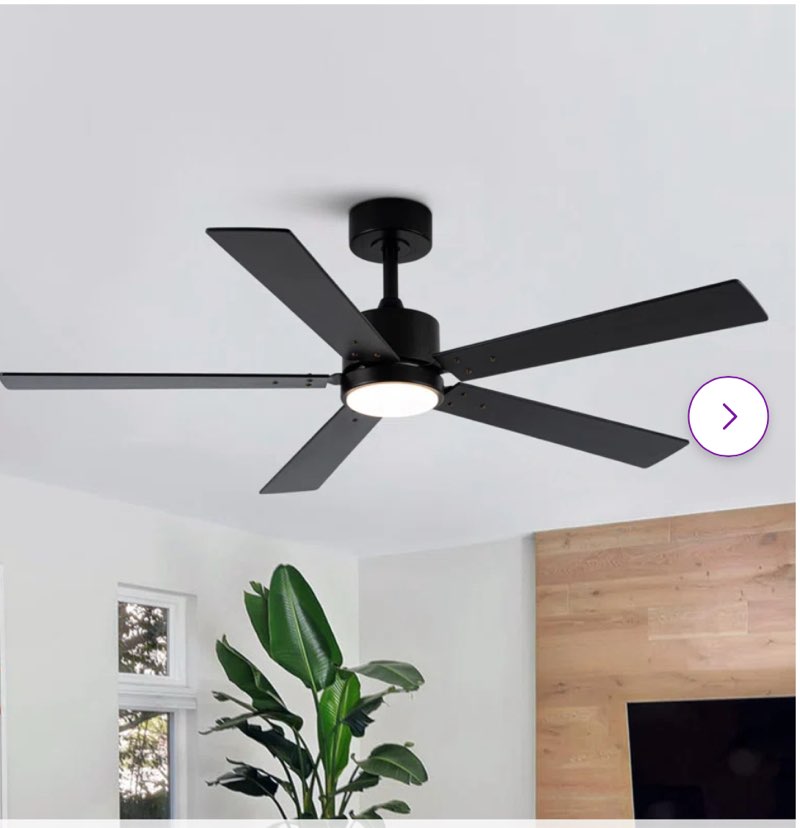Vaczon 52" 5 - Blade Modern Ceiling Fan with LED Lights and Remote Control, 6 Speeds Reversible DC Motor, 3 Color Lights, Timer, Double-sided Wood Blades