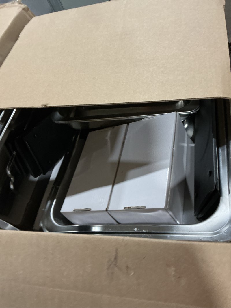 Condition photo showing As Is for sifer Chafing Dishes for Buffet 9Qt 4 Pack [Multi-Size Food Pans] | Chafing Dishes with 80% Faster [Screwless Installation] and Stacking Design [Easy Storage] for Fathers Day Party/Wedding, Silver 4 Silver