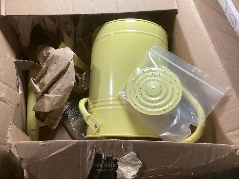 Condition photo showing As Is for galvanized iron watering can for indoor plants, diy watering cans for house plant garden flower, long spout water can for outdoor watering plants 6.44l 1.7gallon (beige)