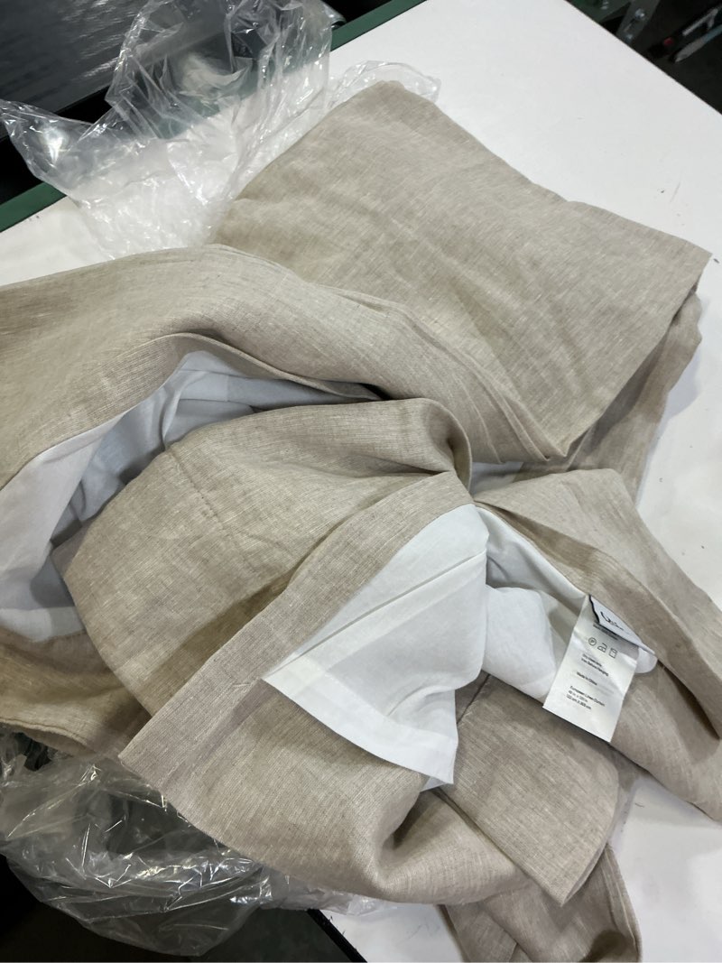 Condition photo showing As Is for european linen curtain, 48x120, flax