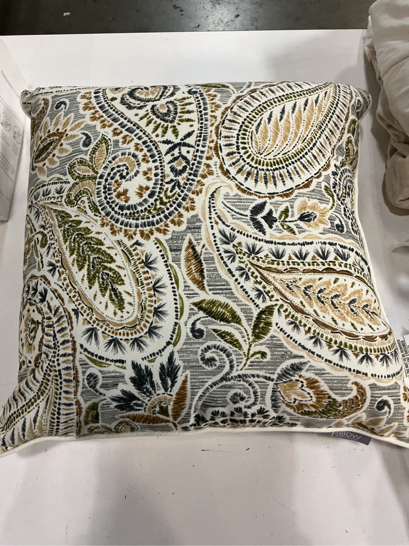 Condition photo showing Good Condition for outdoor throw pillows 17 x 17 inch – reversible square patio accent pillows – weather-resistant polyester fabric – eco-friendly recycled polyfiber fill, arctic paisley