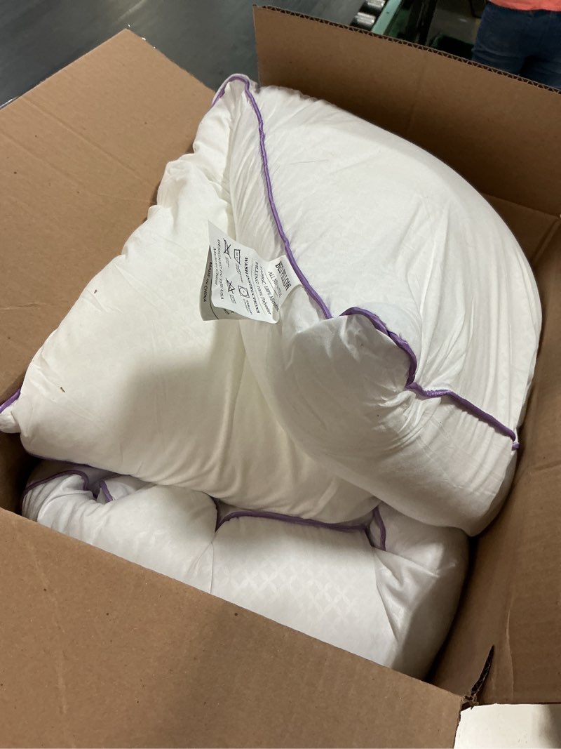 Condition photo showing As Is for jollyvogue pillows king size set of 2, washable supportive bed pillows with super soft down alternative fill, luxury fluffy hotel quality for side, back, and stomach sleepers 2 king