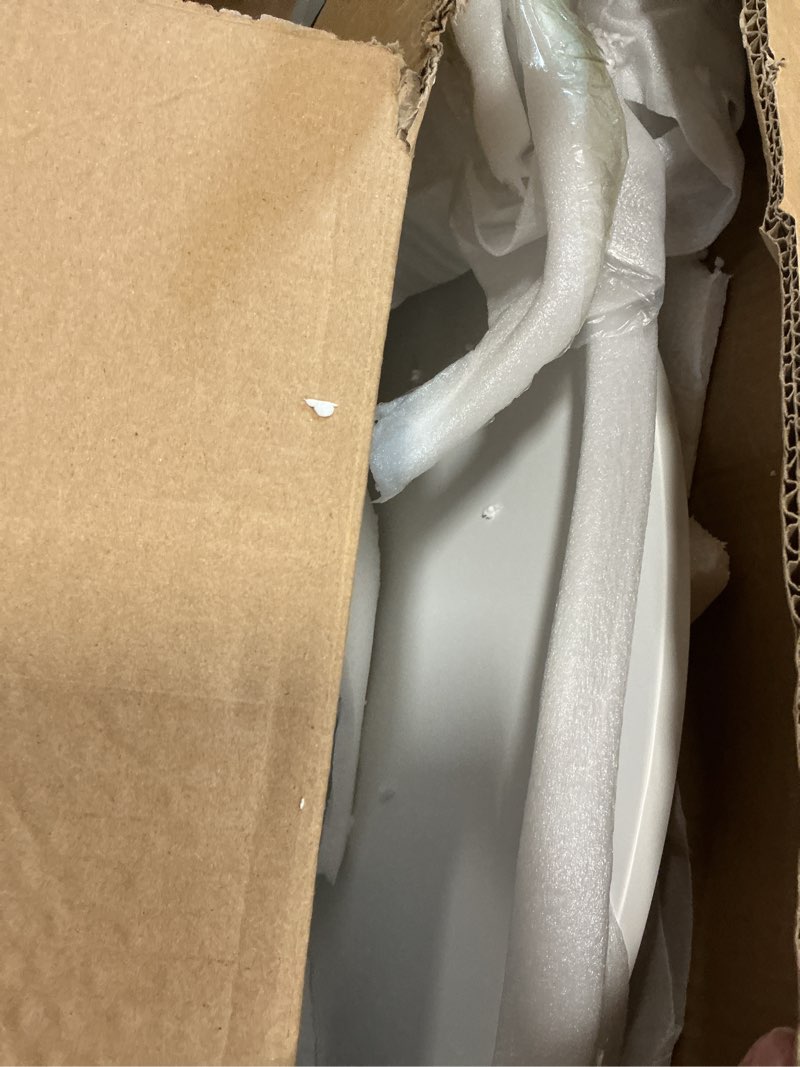 Condition photo showing Good Condition for 27.3" Tulip Dining Table, White, Perfect for 2-4 People, Mid-Century Modern Style, Round MDF Top with Sturdy Base for Dining Room, Living Room, Cafe