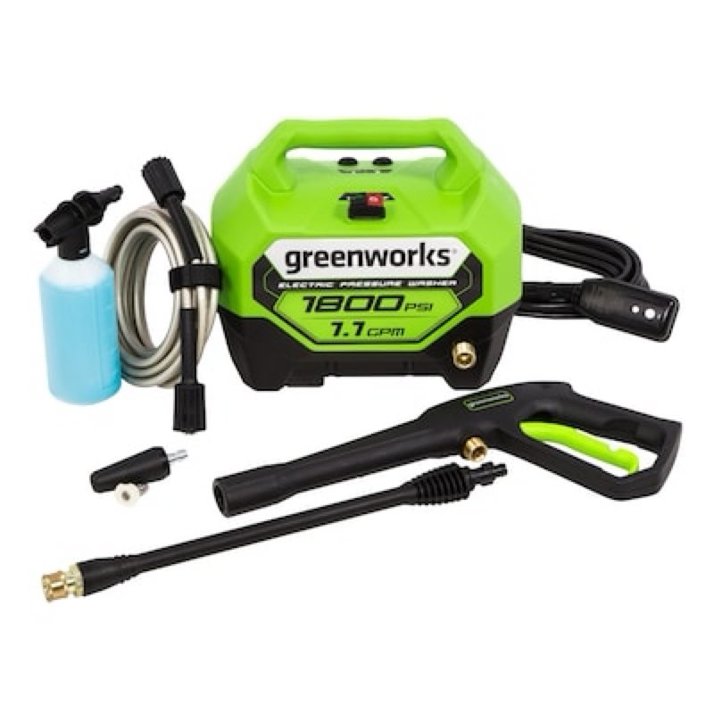Greenworks 1800-PSI 1.1-GPM Cold Water Electric Pressure washer with 2 Spray Tips