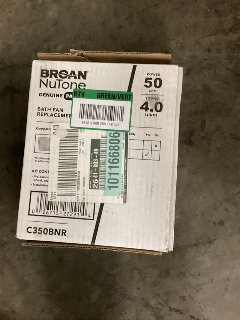Condition photo showing As Is for broan-nutone genuine replacement motor wheel for 696n ventilation fan, 50cfm, 4.0 sones