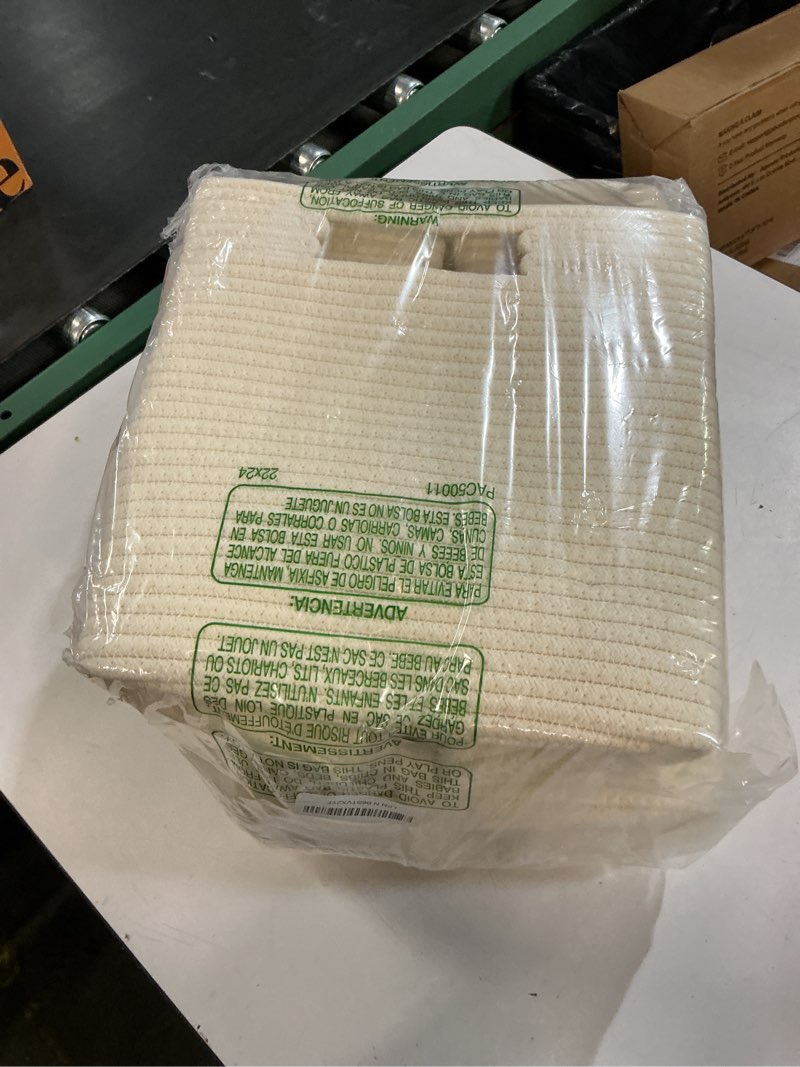 Condition photo showing Good Condition for ubbcare set of 4 storage cubes-13 x 13 x 13 in, cotton rope basket for shelves, toys, book, cube storage bin with handles, woven storage basket for organizing, beige 4pack-13 x 13 x 13 inch beige