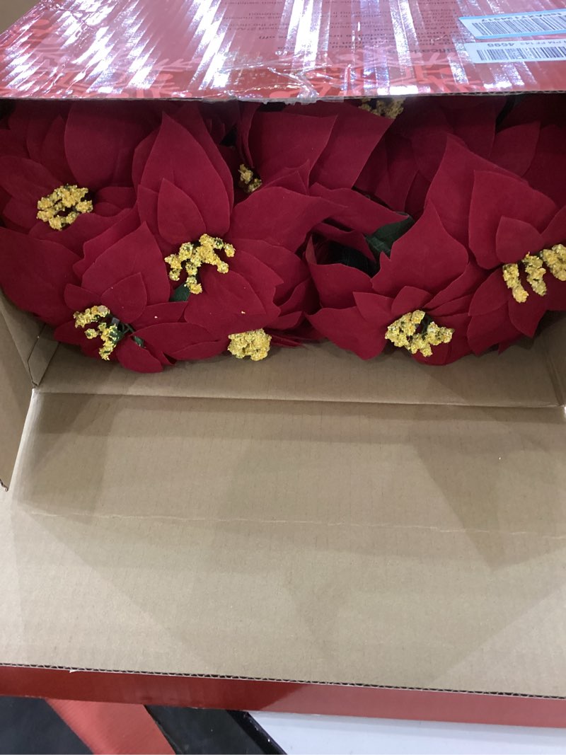 Condition photo showing New/Like New for 2 Pack 18" Lighted Large Artificial Poinsettias for Outdoors LED Poinsettia Flowers Artificial Faux Poinsettia Plants Poinsettia Christmas Decorations for Office Home Kitchen Decor Red 18