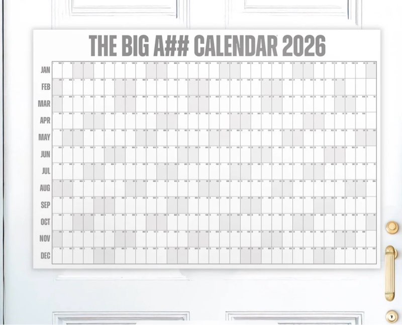 (Similar to stock photo) The Big A## Calendar Mid-Year Wall Planner – July to June Dry-Erase – Includes 1 Markers & 100 Label