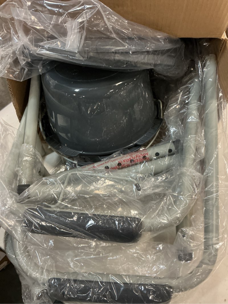 Condition photo showing As Is for Medline 3-in-1 Steel Adjustable Bedside Commode w/ Microban Protection, Portable Bedside Toilet, 350 lb. Weight Capacity, Removable 7.5 QT. Bucket, Toilet Chair For Elderly, Tool-Free Assembly, Gray Regular Seat