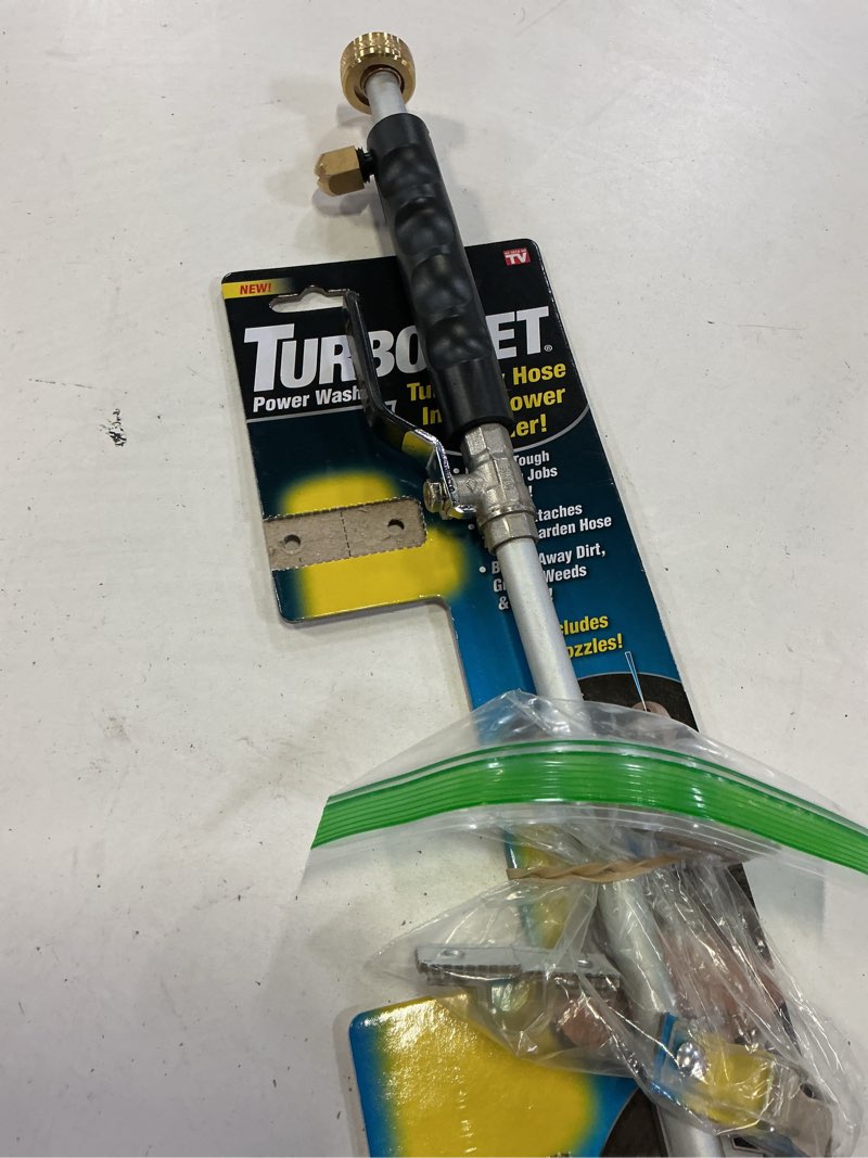Condition photo showing Good Condition for turbo jet rear trigger adjustable spray garden hose nozzle - turn your hose into a power washer - easy attachment - 2 patterns