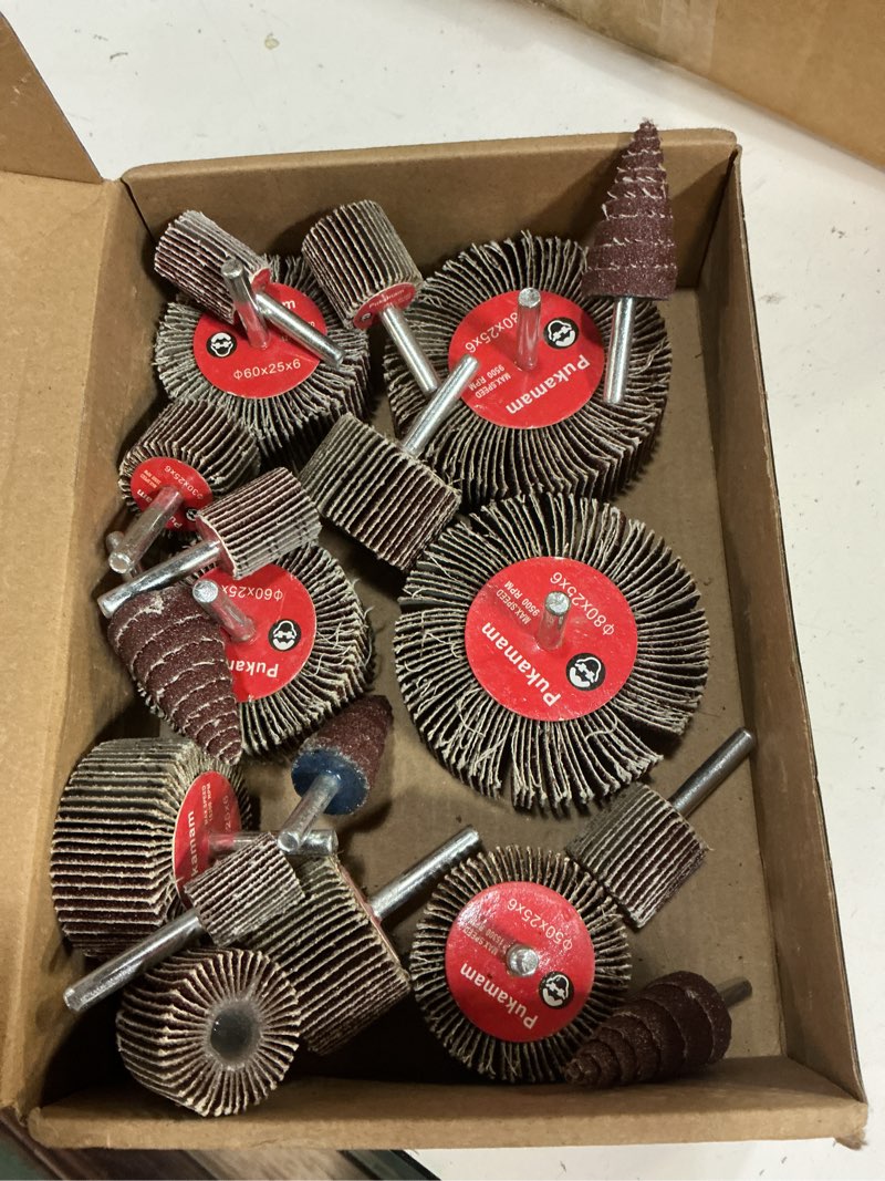 Condition photo showing Good Condition for 20 pcs flap wheel sander set 80 grit sanding wheel for drill 1/4" shank for metal wood