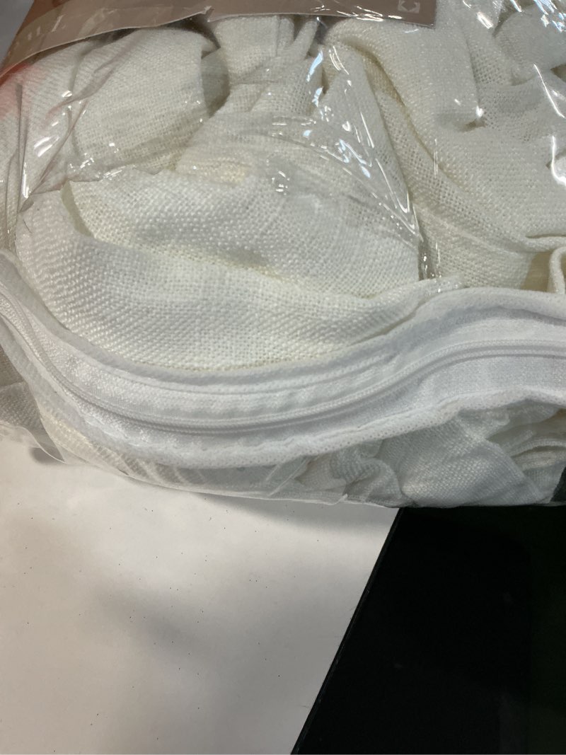 Condition photo showing Good Condition for Pinch Pleated Linen Curtains 96 Inches Long for Living Room Bedroom Light Filtering Boho Window Drape 96 inch 2 Panels with Hooks Rings 8ft Cream Beige White Sliding Glass Door Semi Sheer Curtain Beige White 40"W x 96"L (Pack of 2)