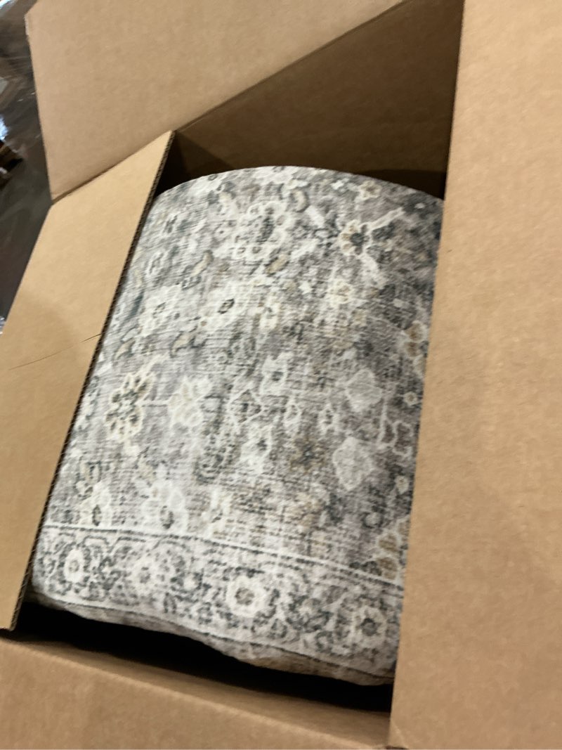 Condition photo showing Good Condition for washable area rugs for living room: 9x12 bedroom rug vintage large rugs stain resistant non slip low pile soft lightweight carpet for kitchen dining room farmhouse nursery kids room 9' x 12' (rectangular) brown grey cream