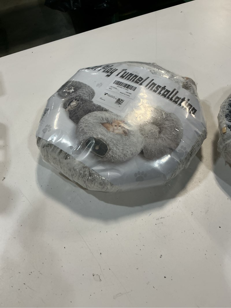 Condition photo showing New/Like New for cat tunnel bed for indoor cats, peekaboo cat cave with washable soft play mat, furry cat tube, for kitten/puppy/rabbit, brown