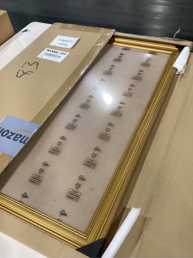 Condition photo showing New/Like New for GULETHUN 19x27 Frame, Transitional Modern Design Picture Frames, 19 by 27 Rustic Poster Frame for Home Decor, Gold Vintage Photo Frame, Horizontal or Vertical Display, Choose Size & Color Gold 19x27in