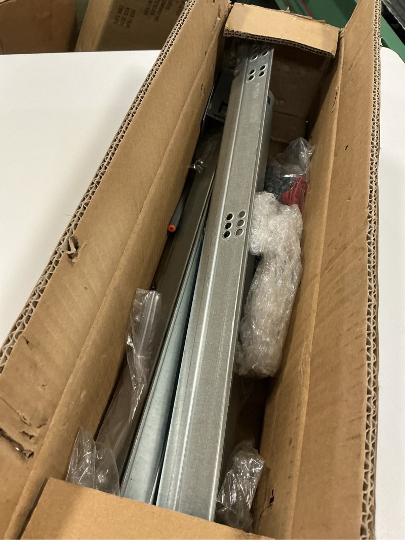 Condition photo showing As Is for LONTAN 1 Pair Undermount Soft Close Drawer Slides 21 Inch Full Extension Drawer Glides with 3D Adjustable Lock Device and Rear Mounting Brackets,Concealed Bottom Mount Rails 100 LB Capacity 21 Inch 1 Pair