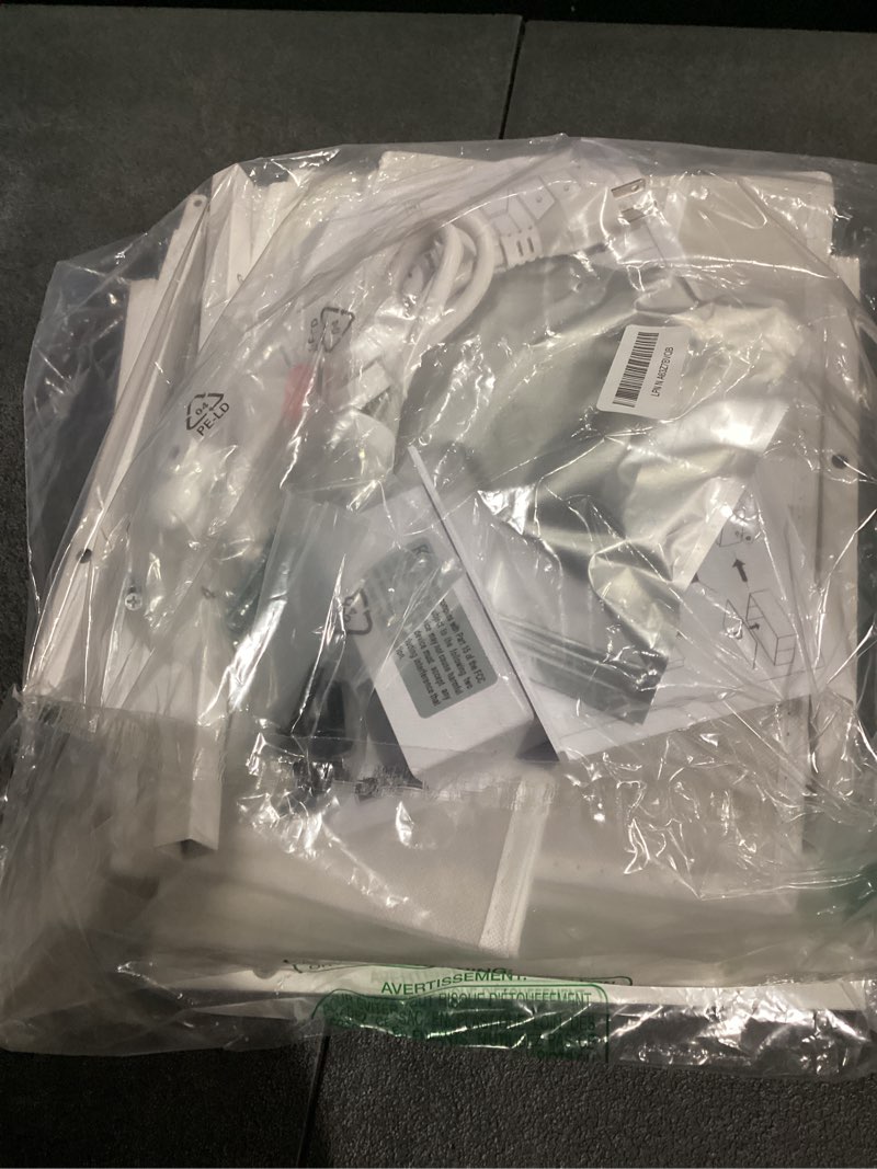 Condition photo showing As Is for BOLUO White Nightstand with Charging Station, LED Night Stand with 2 Fabric Drawers, Bedside Table with USB Ports and Outlets, Nightstand for Bedroom Modern 11.8"D x 15.7"W x 23.6"H(2 drawers) A.white 1