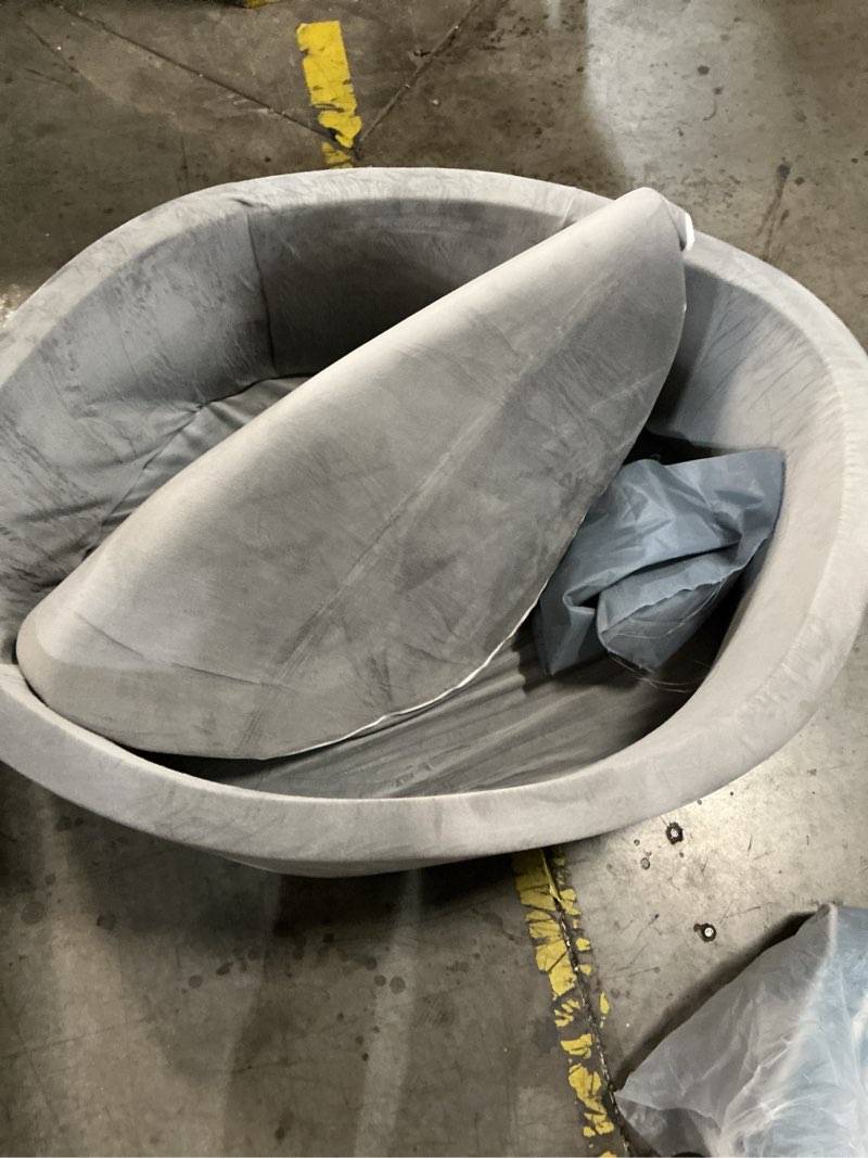 Condition photo showing As Is for Foam Baby Ball Pit, 35.4"x 11.8" Ball Pits for Toddlers, Soft Round Kiddie Playpen Ball Pool for Kids with Soft Memory Sponge, Ideal Gift for Babies Indoor and Outdoor Game,Grey(Balls not Included) Gray 90CM/35.4IN