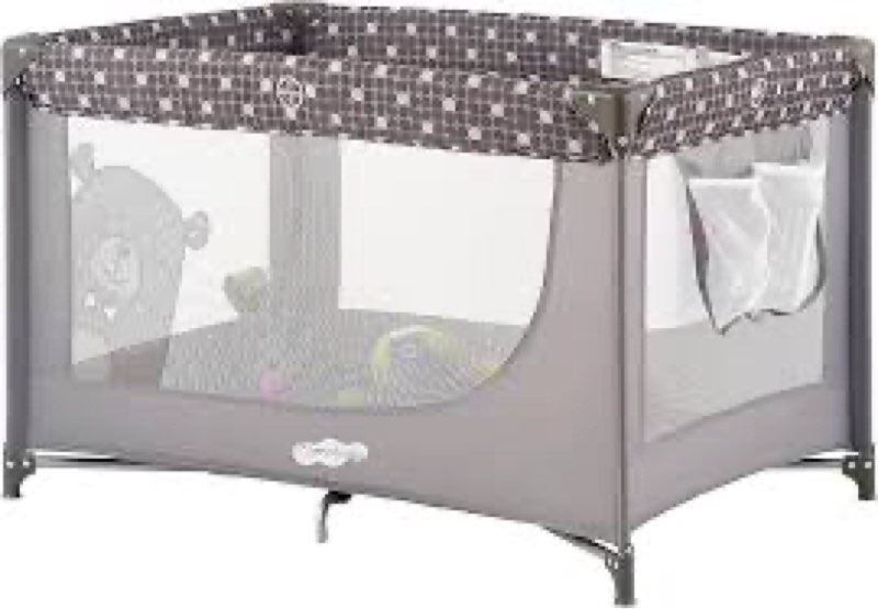 Pamo Babe Portable Crib Baby Playpen with Mattress and Carry Bag Grey