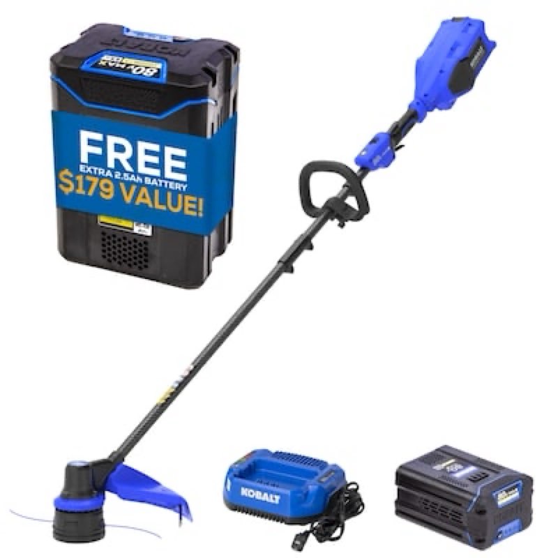 Kobalt Carbon Fiber 80-volt 17-in Straight Shaft Battery String Trimmer 2.5 Ah (Battery Included) (Charger Included)