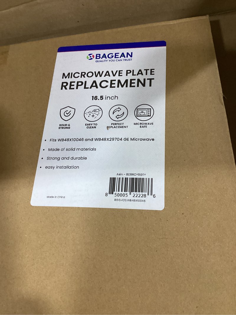 Condition photo showing As Is for Microwave Plate Replacement 16.5 inch Fits WB48X10046 and WB48X29704 GE Microwave Turntable Plate - Exact Replacement Microwave Glass Plate - Durable Oven Dish Tray For Better Reheating and Cooking