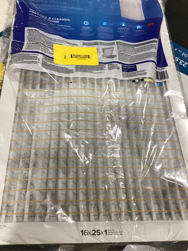 Condition photo showing As Is for filtrete 16-in w x 25-in l x 1-in merv 5 300 mpr basic dust and lint electrostatic air filter