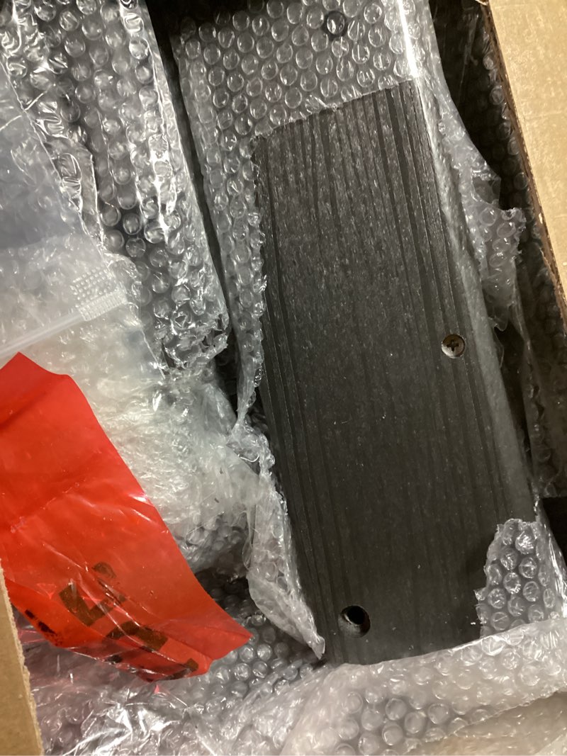 Condition photo showing As Is for Folding Adirondack Chair, SGS Tested, Wooden Textured with Cup Holder, Heavy All-Weather HDPE Comfortable Set Poolside Backyard Lawn Black