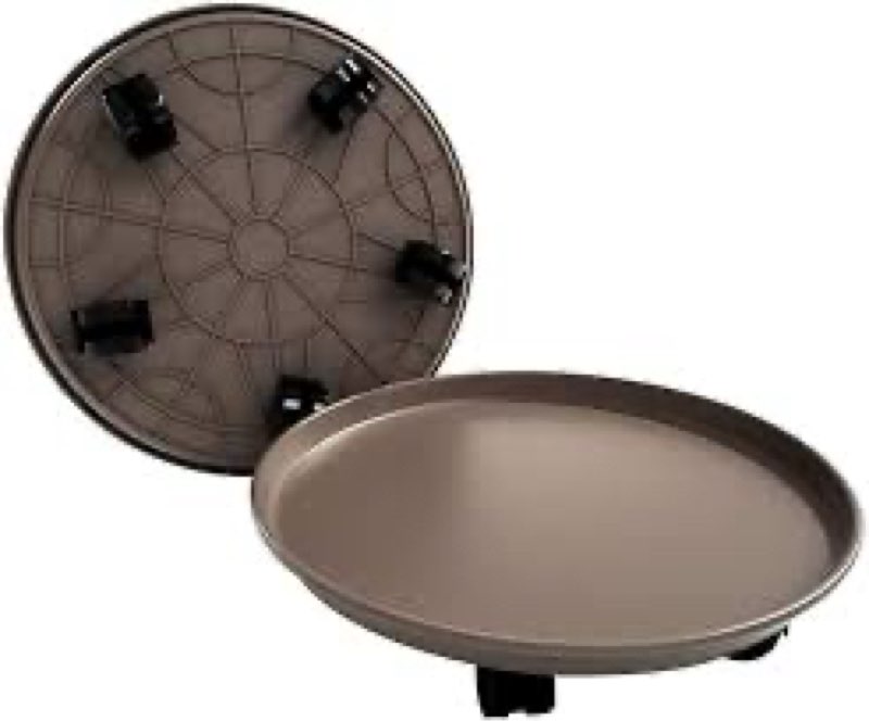 amkoskr 2 pack 15.5" brown plant caddy with easy moving caster wheels round movable planter dolly tr