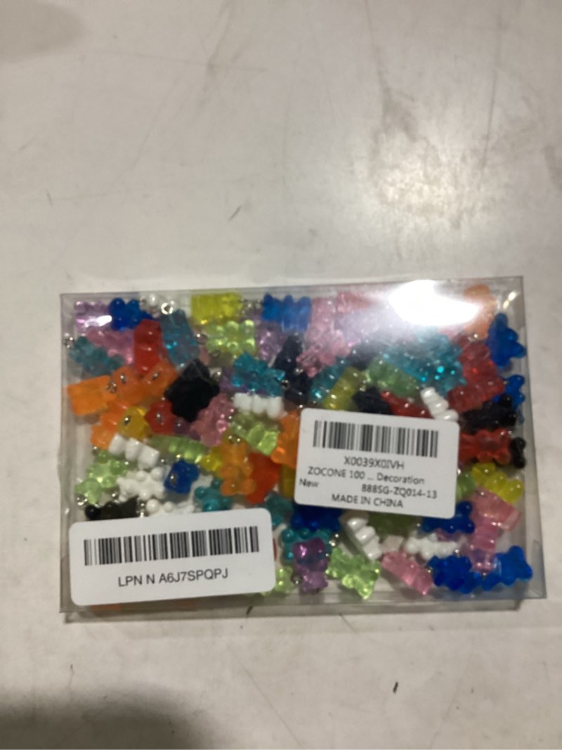 Condition photo showing New/Like New for ZOCONE Colorful Candy Pendant Charm, Cute Resin Charms for Jewelry Making Keychains Necklace Bracelet Earrings, Resin Supplies for DIY Crafts Decoration Bears 100Pcs