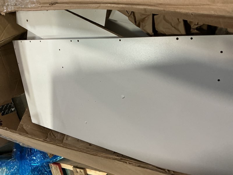 Condition photo showing As Is for (demagned )vasagle kailyn collection - vanity desk with mirror and 9 led bulbs, modern vanity makeup table with power outlets, dressing table with 9 drawers, for bedroom, cloud white urdt141wb01s