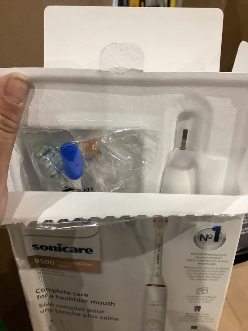 Condition photo showing Good Condition for Philips Sonicare DiamondClean Smart 9500 Electric Toothbrush, Sonic Toothbrush with App, Pressure Sensor, Brush Head Detection, 5 Brushing Modes and 3 Intensity Levels, Rosegold, Model HX9923/61 1 Count (Pack of 1) New Rose Gold