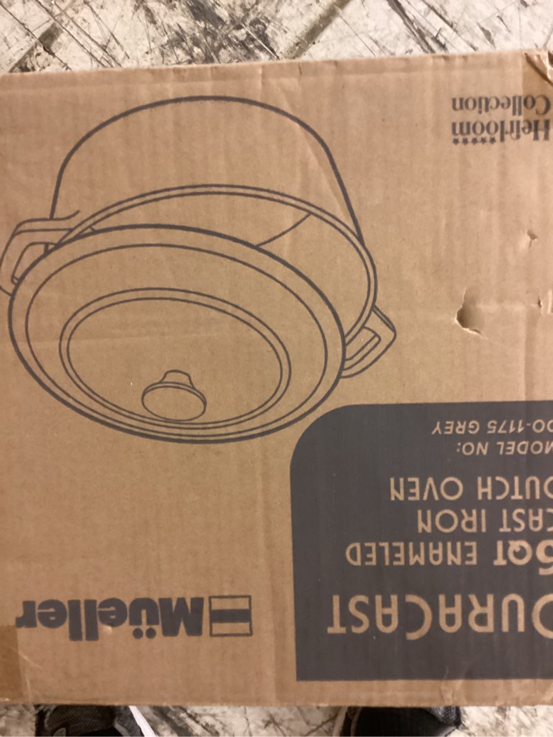 Condition photo showing Good Condition for mueller 6 quart enameled cast iron dutch oven, heavy-duty casserole and braiser pan with lid and knob, safe for all cooktops