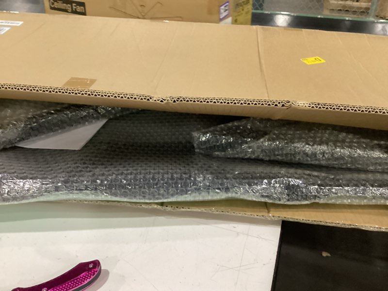 Condition photo showing Good Condition for 52‘’w x 31'' h fixed metal awnings for door entrance | heavy duty material, tile shaped design, triangle steel frame,thickened steel plate, widely application