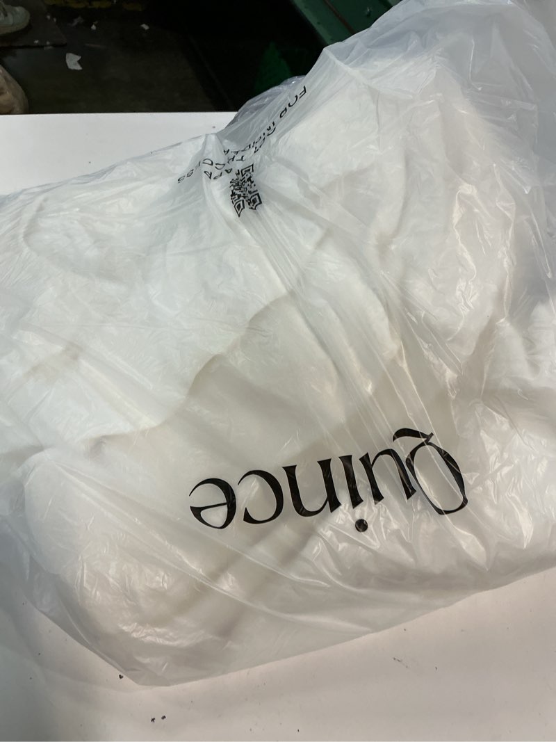 Condition photo showing As Is for european linen piped deluxe bedding bundle, queen, white/toffee