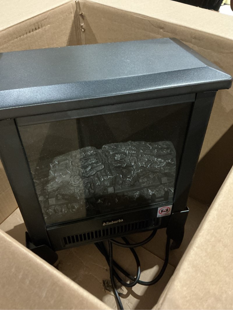 Condition photo showing Good Condition for turbro suburbs ts17 compact electric fireplace stove, 18” freestanding stove heater with realistic flame - csa certified - overheating safety protection - for small spaces - 1400w black 18"