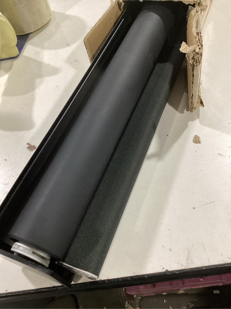 Condition photo showing As Is for smonter cordless blackout roller shades for windows- room darkening roller blinds with valance, high shading & uv protection, 32" w x 72" h, black 32"w x 72"h black