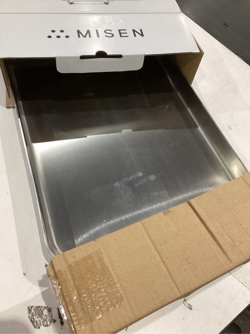 Condition photo showing As Is for Misen Stainless Steel Roasting Pan with Handles - Versatile 5-Ply Design, Easy Grip Handles, Multi-Functional Cooking, Ideal for Baking, Searing, & Roasting, Superior Heat Conduction, Premium - 18" 18 inch