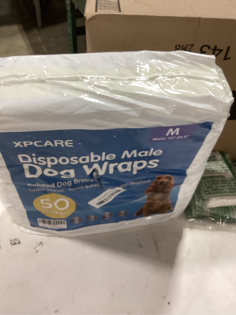 Condition photo showing New/Like New for xpcare 50 count disposable male dog diapers, male dog wraps,super absorbent leak-proof fit (medium)