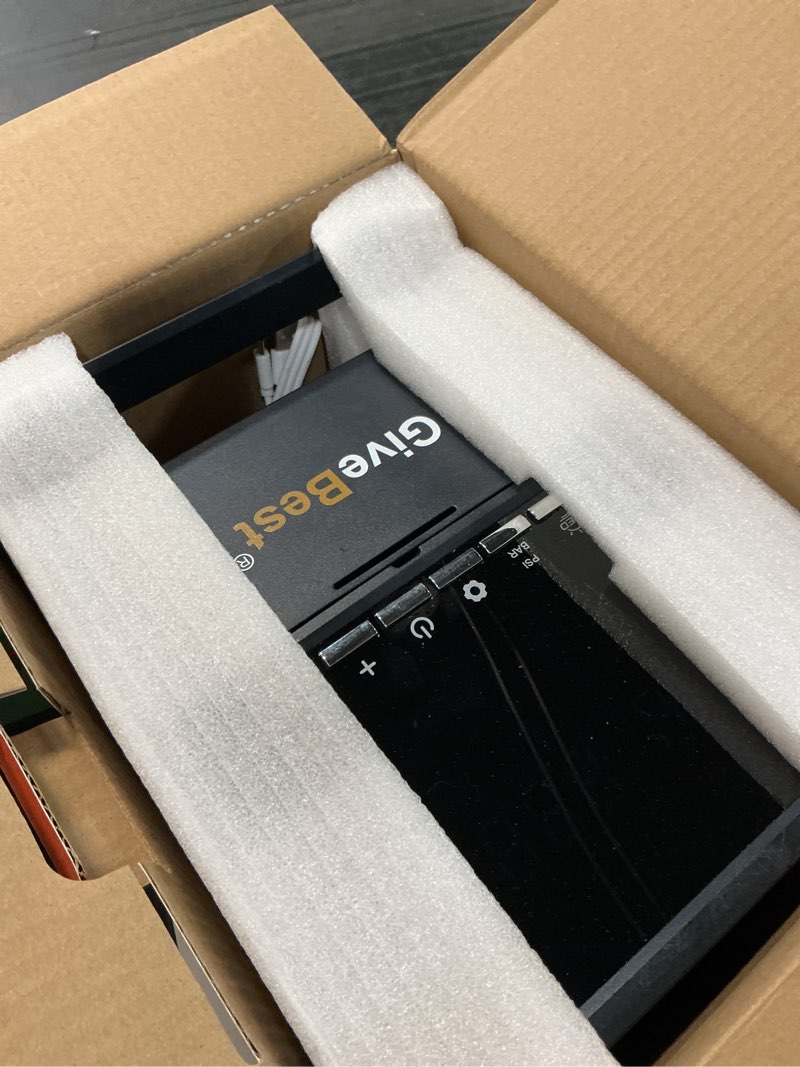 Condition photo showing As Is for givebest rechargeable paddle board pump, 20 psi high pressure and 30% faster dual stage sup air pump with auto-off, 3x4500mah, inflation and deflation function for paddle boards, boats, kayak and tent normal orange