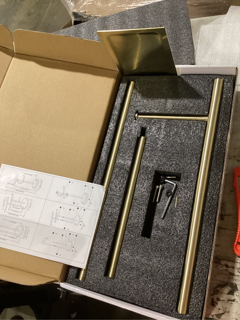 Condition photo showing Good Condition for possibly incomplete hardware.. bathroom freestanding toilet paper holder stand with reserver in brushed gold